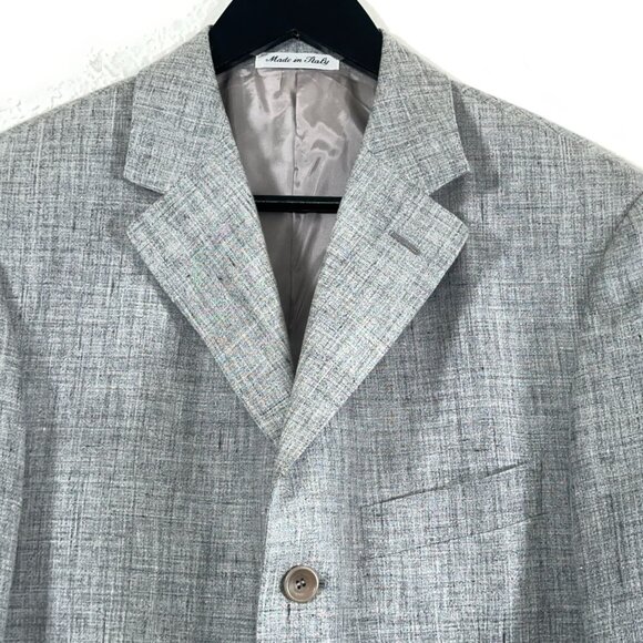 Pull Pal Zileri 100% Linen 3 Button Blazer in Light Grey Heather Men's Size 42R - Picture 3 of 12
